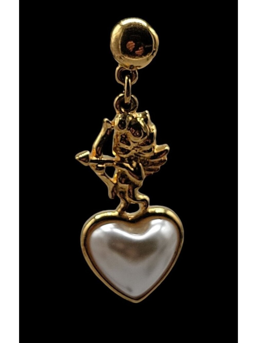 Jim Shore Post Earrings Cherub Dangling  Heart Mabe Pearl Rare Find Collectible - Picture 12 of 13